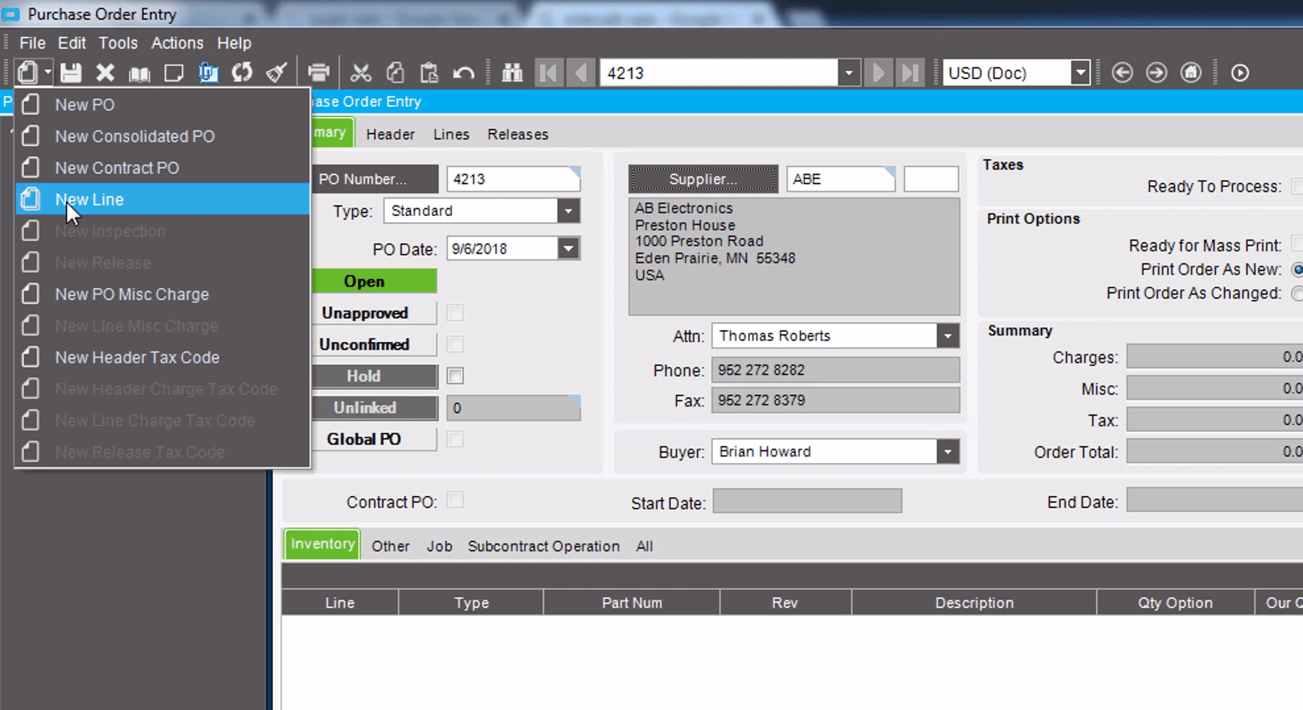 How To Enter A Purchase Order In Epicor Erp